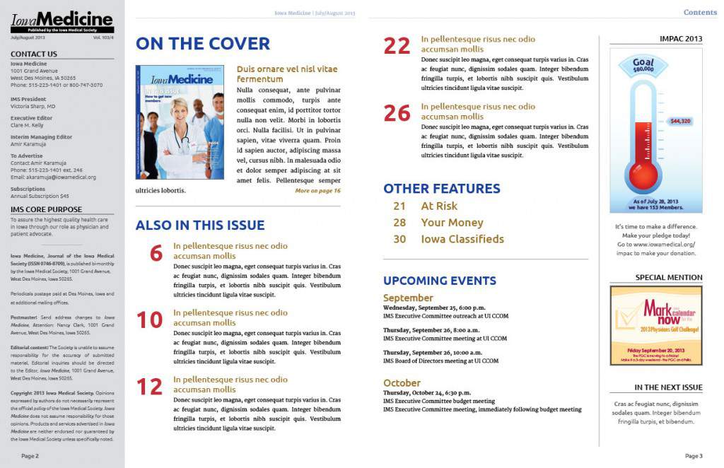 New Iowa Medicine Table of contents